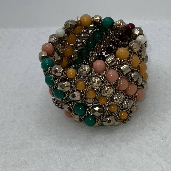 Bold Multi-Colored Beads & Chain Stretch Bracelet - Picture 9 of 12